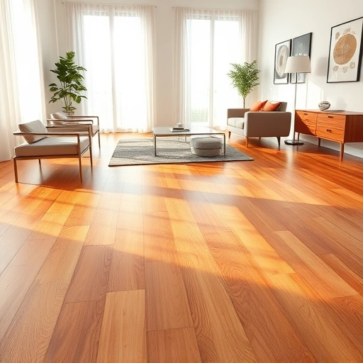 Stunning hardwood flooring installation in a stylish room with modern furniture and natural light highlighting textures.