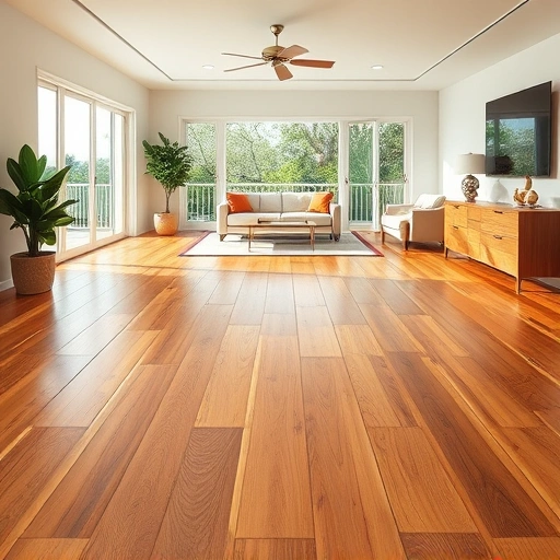 Stunning hardwood flooring installation in a spacious room with natural light and views of lush Everglades landscape.