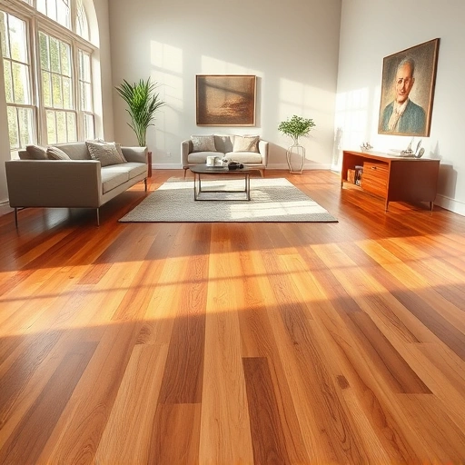 Beautiful hardwood floor refinishing in Naples FL, featuring warm tones and elegant decor in natural light.