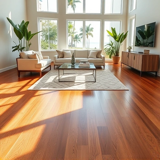 Completed hardwood flooring installation in a stylish Captiva living space with natural light and elegant decor.