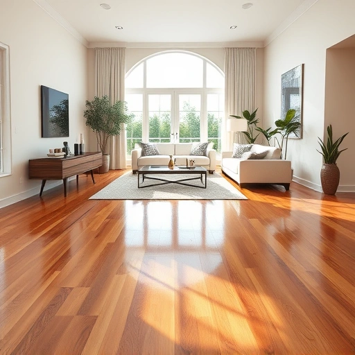 Stunning living room in Cape Coral, FL with polished hardwood floors and modern decor, showcasing expert flooring installation.