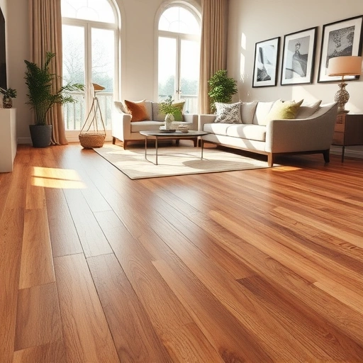 Completed hardwood flooring installation in Cypress Lake FL with rich tones, natural light, and elegant decor.