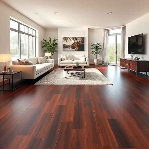 Modern North Fort Myers home with dark hardwood flooring, natural light, elegant decor, and inviting atmosphere.