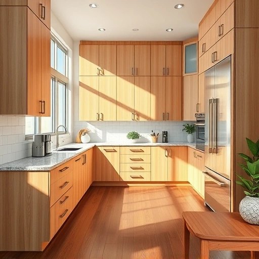 Completed kitchen cabinet installation in Naples with modern wood cabinetry, granite countertops, and stylish backsplash.