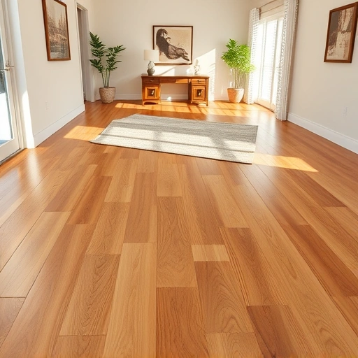 Completed wood flooring installation in Cape Coral FL showcasing rich oak tones, glossy finish, and elegant decor.