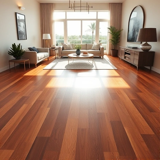 Wood flooring installation in a sophisticated Marco Island home featuring rich tones and minimalist decor.