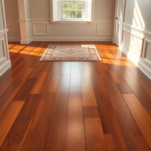 Polished hardwood floor installation in Immokalee FL with elegant baseboards and warm area rug under soft lighting.