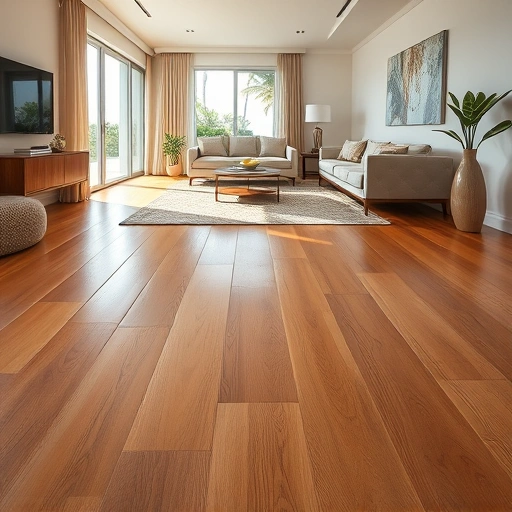Completed wood flooring installation in Captiva, FL with natural oak planks, polished finish, and elegant decor.