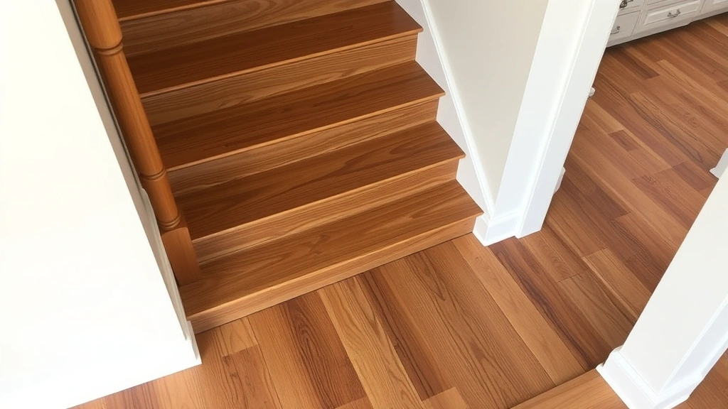 Hardwood floor stair nosing installation projects in Naples FL showing tools and finished steps