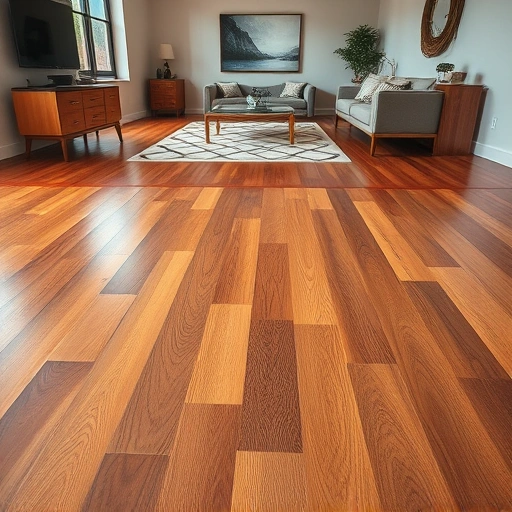 Hardwood floor repair in a stylish Naples living room with polished wood grains and elegant decor.