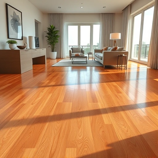 Pristine wooden floor gleaming in natural light with elegant decor in a modern Naples interior design.