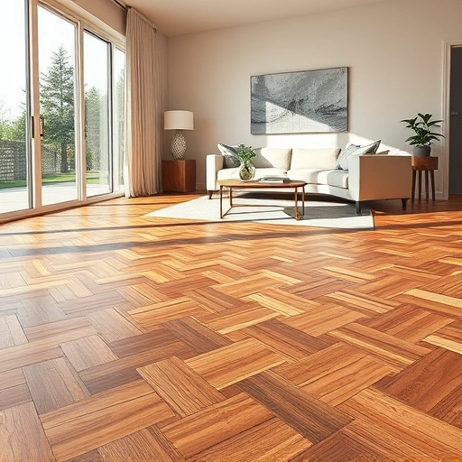 Perfectly installed oak wood flooring in herringbone pattern enhances a stylish living space in Gateway, FL.