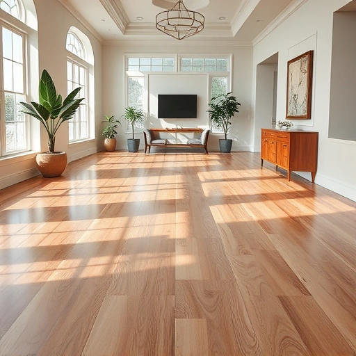 Completed flooring installation in a spacious Sanibel FL room with natural wood tones and tile patterns.