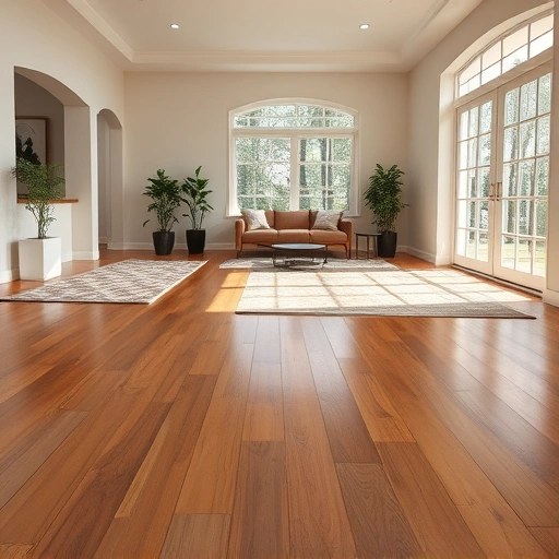 Perfectly installed polished wooden flooring in a spacious North Fort Myers room with natural light and stylish decor.