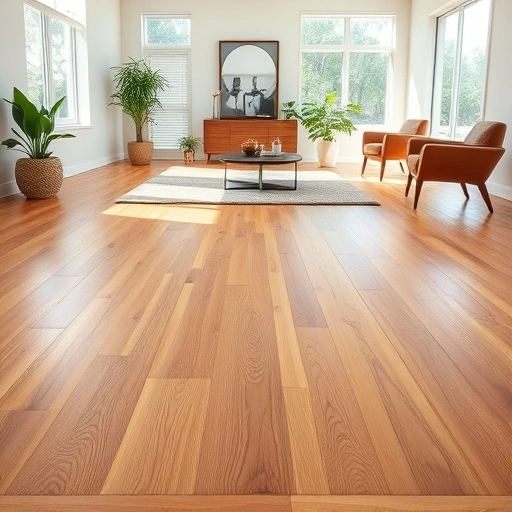 Stunning hardwood flooring installation in Bonita Springs with warm tones, bright room, and minimal decor.