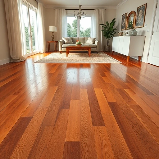 Hardwood floor scratch repair in Naples FL with rich tones and glossy finish in an elegant room setting.
