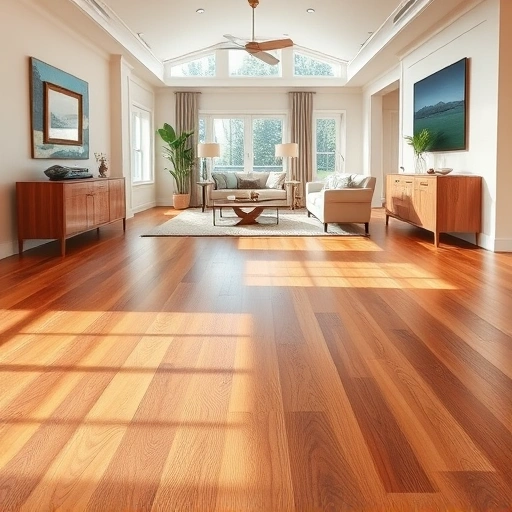 Wood flooring installation in Chokoloskee, FL with rich tones and polished finish in a stylish living area.