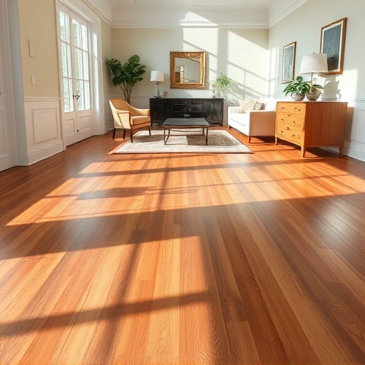 Luxurious hardwood flooring installation in St. James City FL with elegant baseboards and stylish furniture under natural light.