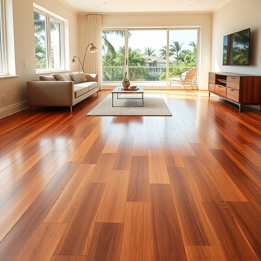 Completed wood flooring installation in Naples FL featuring warm hardwood planks and natural light.