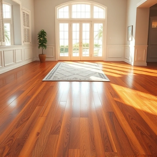 Refinished hardwood floor in Naples, FL, showcasing polished wood tones and elegant, neutral walls.