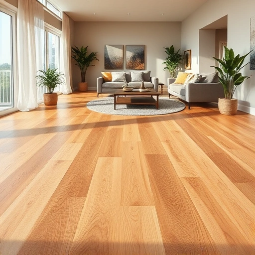 Wood flooring installation in Everglades City, FL with warm oak tones, modern decor, and natural light creating a cozy ambiance.