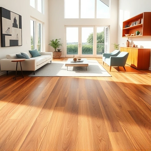 Wood flooring installation in Pelican Bay FL showcasing polished oak with warm tones and elegant minimalist decor.