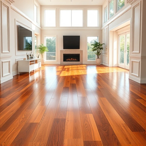 Stunning hardwood floor installation in a modern Miromar Lakes living room with elegant trim and natural light.