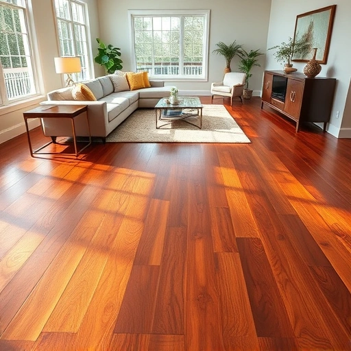 Elegant hardwood flooring installation in Iona FL with stylish furniture and natural light enhancing the space.