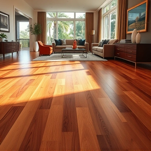 Solid wood flooring installation in a stylish Naples living room with warm tones and natural light.