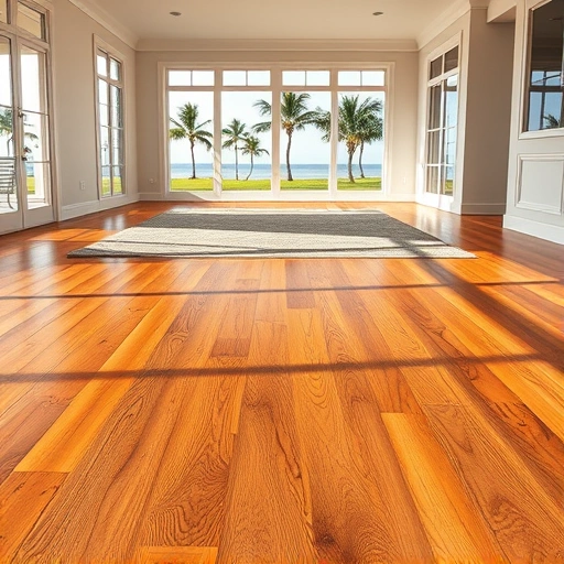 Beautiful polished oak wood flooring in Chokoloskee FL, showcasing warm tones and elegant design in a bright room.
