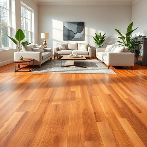 Stylish living room in Vineyards FL featuring warm hardwood flooring, modern furniture, and lush plants.