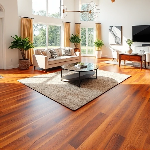 Modern living room in Bonita Springs FL featuring warm hardwood floors, stylish furnishings, and natural light.