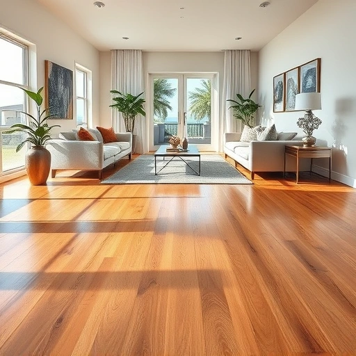 Stunning hardwood flooring installation in Bonita Springs with rich tones, polished finish, and elegant living space decor.