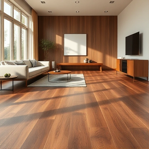 Wood flooring installation in Bokeelia, FL features dark oak planks, soft lighting, and minimalistic decor for a polished look.