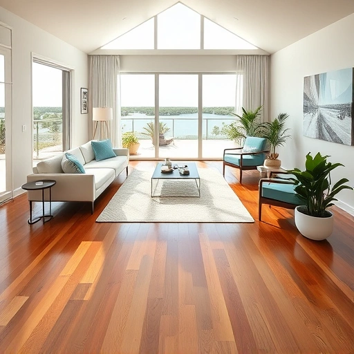 Completed Solid and Engineered Wood Flooring in a modern Naples home with coastal decor and natural light.