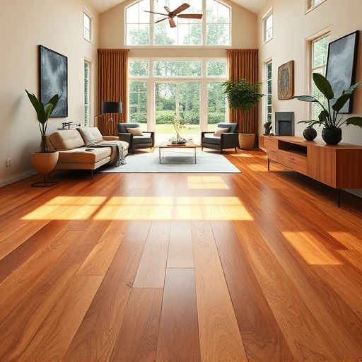 Completed wood flooring installation in Cypress Lake FL showcasing polished oak planks, minimalist decor, and natural light.