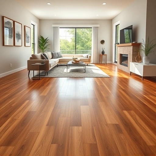 Beautifully polished hardwood flooring in McGregor FL with intricate grain patterns and modern decor. Lush greenery outside.