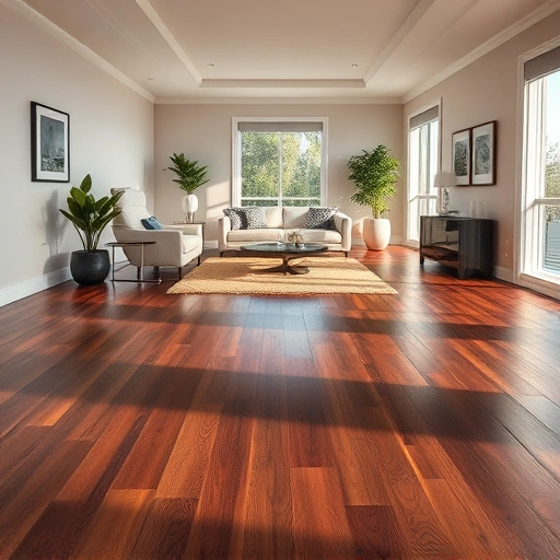 Spacious room in Punta Rassa with dark hardwood flooring, modern furniture, and natural light enhancing the elegant design.