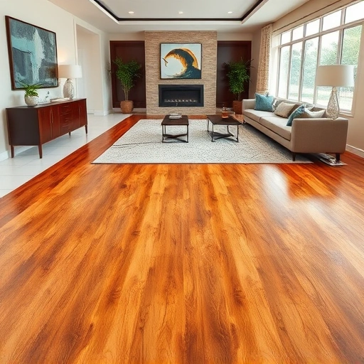 Luxurious hardwood flooring installation in East Naples FL, featuring rich tones, intricate grain, and stylish decor.