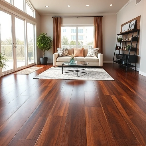Elegant living room in Buckingham FL with dark oak wood flooring, modern furniture, and natural light.