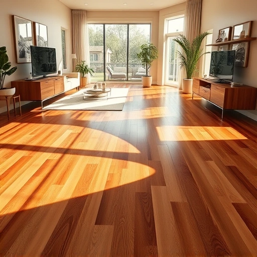 Completed hardwood and tile flooring installation in a modern Iona FL living area with warm lighting and neutral decor.