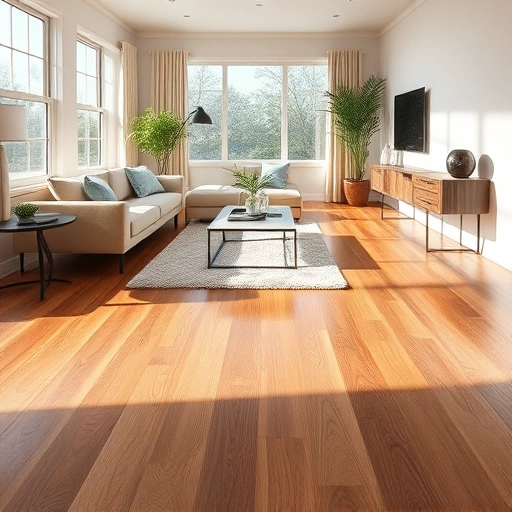 Modern living room in Orlando with oak wood flooring, sleek furniture, and natural light creating an inviting atmosphere.