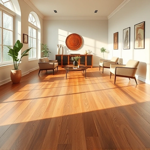 Spacious room in Olga, FL featuring warm wood flooring, natural grain, and elegant light through large windows.