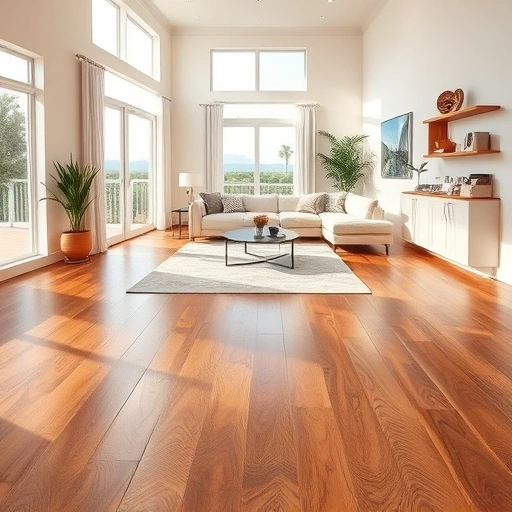 Spacious Cape Coral living room with elegant hardwood flooring, modern furniture, and warm, inviting decor.