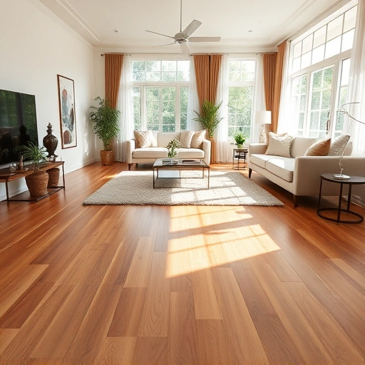 Completed hardwood flooring in a modern living room in Immokalee, FL with warm tones, natural light, and tasteful decor.