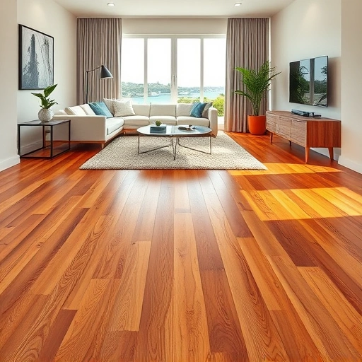 Wood flooring installation in a modern Captiva living room with rich tones, natural light, and elegant decor.
