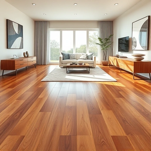 Hardwood floor replacement in Naples FL showcases rich wood tones and modern decor in a stylish living space.