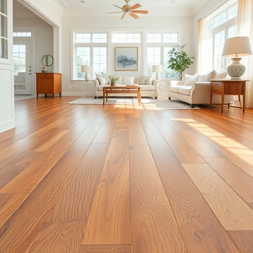Completed wood flooring project in Matlacha FL, showcasing warm tones, intricate grains, and coastal decor.