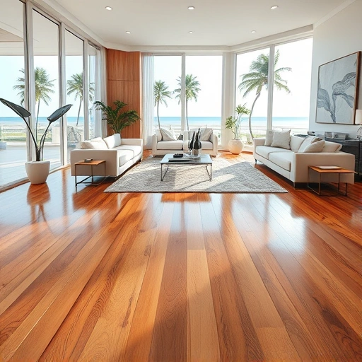 Luxurious hardwood flooring installation in Isles Of Capri, FL, showcasing elegant decor and serene beachfront views.
