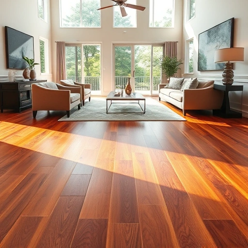 Completed wood flooring in Miromar Lakes FL, featuring rich hardwood tones in a stylish living area with natural light.